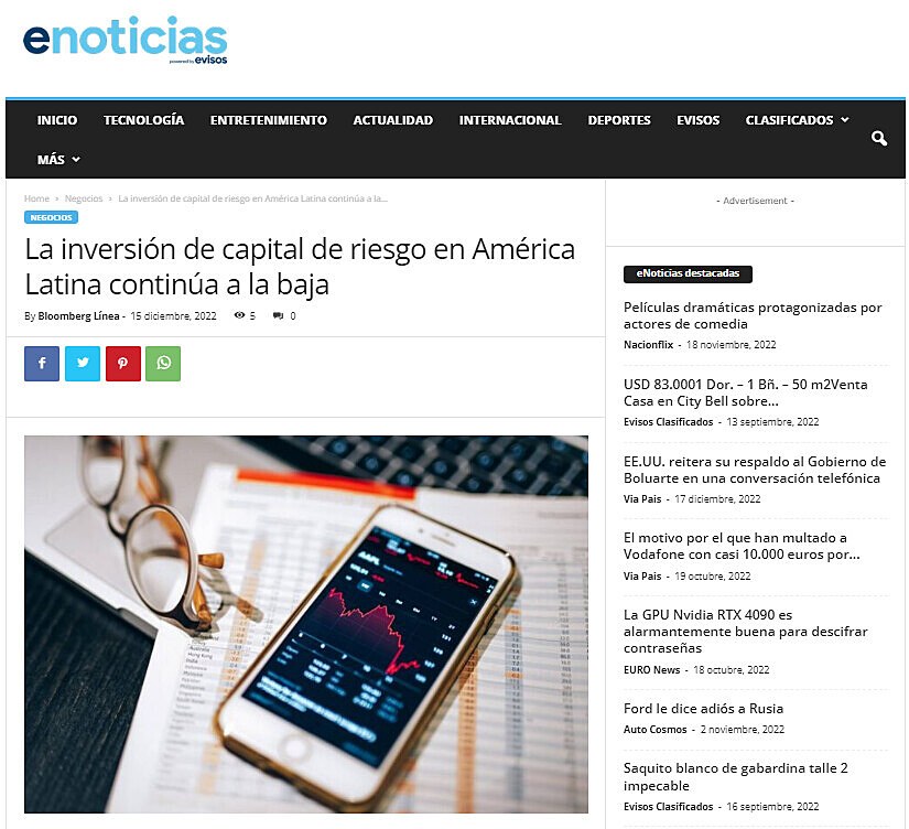 La inversin de capital de riesgo en Amrica Latina contina a la baja